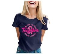Tee Shirt Octobre Rose Femme, 2025 Femme Cancer du Sein Sensibilisation Ruban T-Shirt Pas Cher Cadeau