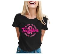 Tee Shirt Octobre Rose Femme, 2025 Femme Cancer du Sein Sensibilisation Ruban T-Shirt Pas Cher Cadeau