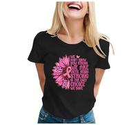 Tee Shirt Octobre Rose Femme, Cancer du Sein T-Shirt Femme RoseLutte Cancer d'Octobre Pas Cher