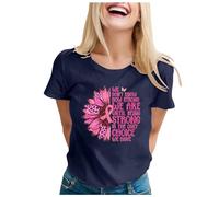 Tee Shirt Octobre Rose Femme, Cancer du Sein T-Shirt Femme RoseLutte Cancer d'Octobre Pas Cher