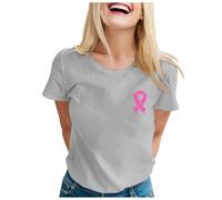 Tee Shirt Octobre Rose Femme Octobre Rose Sensibilisation Respirant T-Shirt Grande Taille Ample Ruban Hauts Sport Prévention du Cancer du Sein Manche Courte Tee Shirt