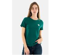 ONLY Onlkita Life S/S Logo Top Noos T-Shirt, Aventurine/imprimé : cœur à Paillettes argentées, XS Femme
