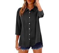 Tee Shirt Oversize Femme, Chemise Femme Chic et éLégante,décontractée Ample avec Boutons et Manches Trois-Quarts Confortable et Polyvalente pour Un Usage quotidienTshirt Chemisier Tee