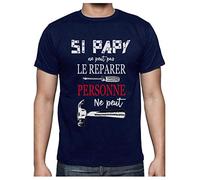 Tee Shirt Papy Cadeau Fête des Grand Pere Homme Humour T Shirt Papi Bricoleur Large Marine