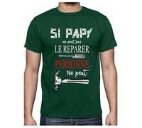 Tee Shirt Papy Cadeau Fête des Grand Pere Homme Humour T Shirt Papi Bricoleur Medium Vert Foret