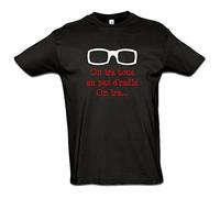 Tee Shirt Parodie - Polnareff - on ira Tous au Pas d'radis, on ira - 100% Coton - Luxe - Noir - M