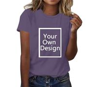 Tee Shirt Personnalisable Femmes, Concevez Votre Propre Chemise Ajouter du Texte/Image/Logo, Cadeau Personnalisé, Cadeau Femme Anniversaire, Violet L