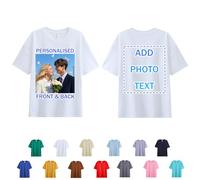 Tee Shirt Personnalisable pour Adulte et Enfant avec Photo Personnalisé Texte Logo, T Shirt Personnalisé, 100% Coton, pour Papa Maman Couple Familial Groupe, Personnalisation Gratuite