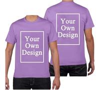 Tee Shirt Personnalisable pour Hommes/Femmes, concevez Votre Propre Chemise Ajouter du Texte/Image/Logo Personnalisé Photo Imprimée Avant/Arrière, Cadeau Fete des Peres, Violet XXL