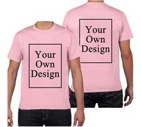 Tee Shirt Personnalisable pour Hommes/Femmes, concevez Votre Propre Chemise Ajouter du Texte/Image/Logo Personnalisé Photo Imprimée Avant/Arrière, Cadeau Fete des Peres, Rose 4XL