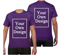 Tee Shirt Personnalisable pour Hommes/Femmes, concevez Votre Propre Chemise Ajouter du Texte/Image/Logo Personnalisé Photo Imprimée Avant/Arrière, Cadeau Fete des Peres, Violet L
