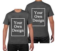 Tee Shirt Personnalisable pour Hommes/Femmes, concevez Votre Propre Chemise Ajouter du Texte/Image/Logo Personnalisé Photo Imprimée Avant/Arrière, Cadeau Fete des Peres, Gris foncé XL