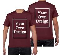 Tee Shirt Personnalisable pour Hommes/Femmes, concevez Votre Propre Chemise Ajouter du Texte/Image/Logo Personnalisé Photo Imprimée Avant/Arrière, Cadeau Fete des Peres, Vin L