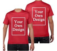 Tee Shirt Personnalisable pour Hommes/Femmes, concevez Votre Propre Chemise Ajouter du Texte/Image/Logo Personnalisé Photo Imprimée Avant/Arrière, Cadeau Fete des Peres, Rouge XL