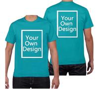 Tee Shirt Personnalisable pour Hommes/Femmes, concevez Votre Propre Chemise Ajouter du Texte/Image/Logo Personnalisé Photo Imprimée Avant/Arrière, Cadeau Fete des Peres, Bleu Ciel L