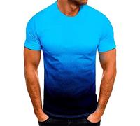 Tee Shirt pour Homme Col Rond Dégradé de Couleurs Été,T-Shirt et Tops de Sport Homme Coton,T Shirt Grande Taille Homme Pas Cher,Manches Courtes Homme pour Le Sport et Business Loisirs
