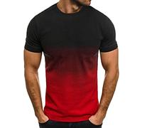 Tee Shirt pour Homme Col Rond Dégradé de Couleurs Été,T-Shirt et Tops de Sport Homme Coton,T Shirt Grande Taille Homme Pas Cher,Manches Courtes Homme pour Le Sport et Business Loisirs