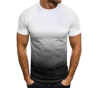 Tee Shirt pour Homme Col Rond Dégradé de Couleurs Été,T-Shirt et Tops de Sport Homme Coton,T Shirt Grande Taille Homme Pas Cher,Manches Courtes Homme pour Le Sport et Business Loisirs
