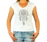 Tee Shirt Pour Moto Femme L'entourloop Dreamcatcher Blanc Taille S