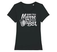 Tee Shirt ""Quand y'en a marre, on va au bar"" - Pour Femme - Coton 100% bio - Confectionné en France M