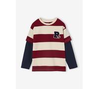 VERTBAUDET Tee Shirt Rayé Double Manches rayé Rouge 5A