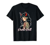 Tee-shirt Rockabilly Diable Girl Pin Up années 1950 style tatouage rétro T-Shirt