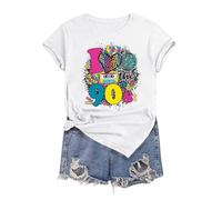 Tee Shirt Seconde Peau Femme T-Shirt « Retour aux années 90 » pour Femme,Style,Manches Courtes,idéal pour Une fête d'anniversaire(White,M)