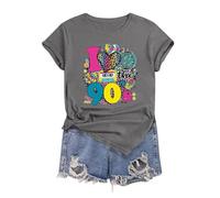 Tee Shirt Seconde Peau Femme T-Shirt « Retour aux années 90 » pour Femme,Style,Manches Courtes,idéal pour Une fête d'anniversaire(Grey,XL)