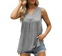 Tee Shirt Sport Femme, Chemise Femme - Vintage Tops en Lin et Coton Chemisier Col V Rétro Hauts à Demi Manche Été Chemisiers et Blouses Femme Chic