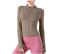 Tee Shirt Sport Veste Femme Skims Cintrés Zipper Manches Longue Col Mao Uni T Shirt D'été Lumière Respirant Fitness Running Yoga Tee Shirt