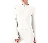 Tee Shirt Sport Veste Femme Skims Cintrés Zipper Manches Longue Col Mao Uni T Shirt D'été Lumière Respirant Fitness Running Yoga Tee Shirt