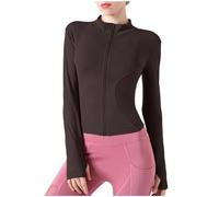 Tee Shirt Sport Veste Femme Skims Cintrés Zipper Manches Longue Col Mao Uni T Shirt D'été Lumière Respirant Fitness Running Yoga Tee Shirt