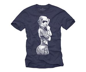 Tee Shirt Stromtrooper Tattoo Tshirt Homme Pin Up Girl Ink Wars Bleu L