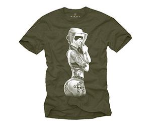 Tee Shirt Stromtrooper Tattoo Tshirt Homme Pin Up Girl Ink Wars Vert XXL