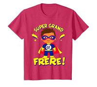 Tee Shirt Super Grand Frère - Cadeau Annonce Grossesse T-Shirt, Enfant, Rouge Chiné, 12 Ans