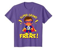 Tee Shirt Super Grand Frère - Cadeau Annonce Grossesse T-Shirt, Enfant, Violet Chiné, 6 Ans