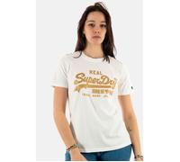 Tee shirt Superdry VL Embellish 8ML Desert Bone Off White - Femme - Manches courtes - Col V M