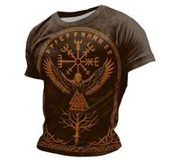 Tee Shirt,T-Shirt Graphique à Manches Courtes sur Le thème de la mythologie Nordique et des Dieux Nordiques médiévaux