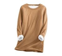 Tee Shirt Thermique - Haut Thermique Femme Sport - Sous Vetement Chaud Femme - Couleur Unie - Col Rond - Manches Longues - Pas Cher - Pull Chaud D'hiver - Chemise De Corps - Automne/hiver