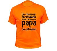 Tee Shirt, Un Chasseur Formidable Donne Toujours Un Papa Exceptionnel, idée Cadeau (L,876, Orange)