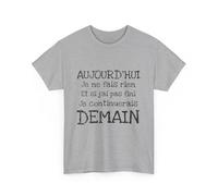 Tee shirt Unisex Aujourd'hui je ne fais rien, idée cadeau humour amusant drôle Homme/Femme Taille L, Couleur Sport Grey