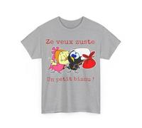 Tee Shirt Unisex Calimero ZE Veux zuste Un Petit bizou ! Homme ou Femme Taille M, Couleur Sport Grey
