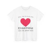 Tee shirt Unisex Coeur ensemble on va plus loin idée cadeau amour love Homme/Femme : Couleur - White, Taille - L M