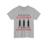 Tee shirt Unisex Je ne suis pas alcoolique je subis les invitations vin idée cadeau humour drôle amusant Homme/Femme : Couleur - XL