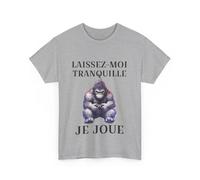 Tee Shirt Unisex Laissez-Moi Tranquille Je Joue idée Cadeau Humour Gaming Animaux Homme Femme Gorille Taille L, Couleur Sport Grey