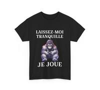Tee Shirt Unisex Laissez-Moi Tranquille Je Joue idée Cadeau Humour Gaming Animaux Homme Femme Gorille Couleur Black, Taille S