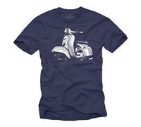 Tee Shirt Vintage Scooter 125 Special - Retro Motard Cadeau Motorcyclist Accessoires Moto Bleu XL
