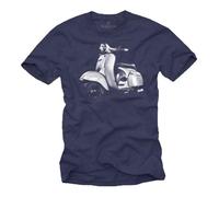 Tee Shirt Vintage Scooter 125 Special - Retro Motard Cadeau Motorcyclist Accessoires Moto Bleu XXXXL