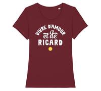 Tee Shirt ""Vivre d'amour et de ricard"" - Pour Femme - Coton 100% bio - Confectionné en France XS