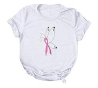 Tee-Shirts Sensibilisation Awareness Pensée Positive Ruban Femmes Inspirants Contre Cancer Oversize Très Large Soutien Survivante Femme Collection Octobre Rose pour Cadeau Solidarité